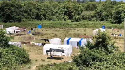 Samsun'a Fındık Toplamaya Gelen Mevsimlik İşçiler, Çadırlarda Yaşamlarını Sürdürüyor