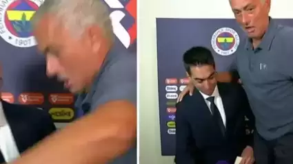 Fenerbahçe-Alanyaspor Maçı Öncesi Mourinho'dan Şaşırtan Hareket: Tabureye Çıktı, Muhabire Sarıldı